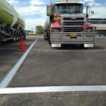 Chatoyer Aluminium Floor Bunding installed in a transport truck parking lot Chatoyer Aluminium Floor Bunding installed in a transport truck parking lot