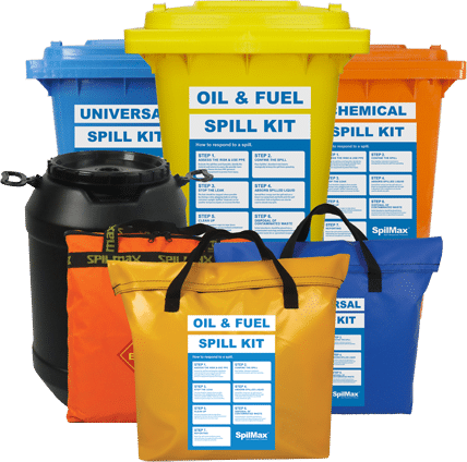 SpilMax Spill Kits in bins, bags and drums